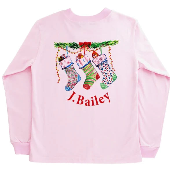 J. Bailey Logo L/S Tee Shirt - Stockings on Pink