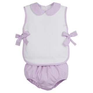Little English Lavender Gingham Diaper Set