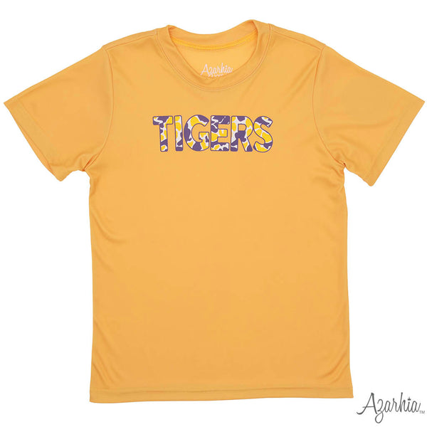 Azarhia Gameday Yellow Gold TIGERS Camo Dri-Fit Athletic T-Shirt