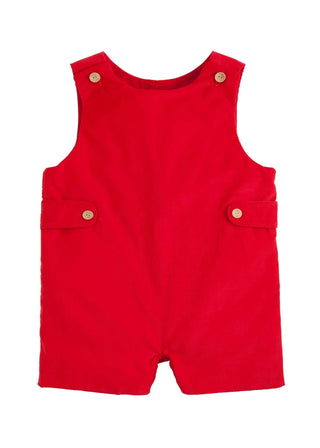 Little English Button Tab John John in red corduroy