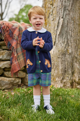 Little English Navy Intarsia Horse Sweater