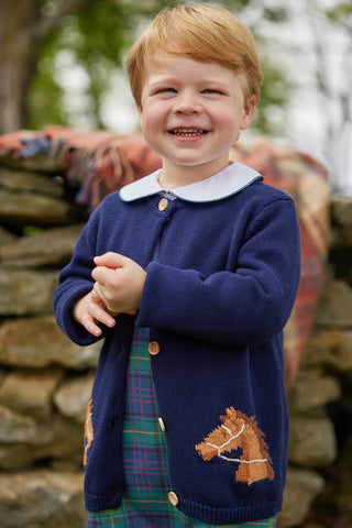 Little English Navy Intarsia Horse Sweater