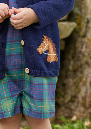 Little English Navy Intarsia Horse Sweater