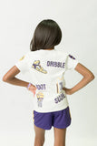 Belle Cher White Purple & Gold Sequin Basketball Tee