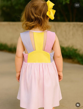 Lulu Bebe Sunny Pink Seersucker Color Block Dress