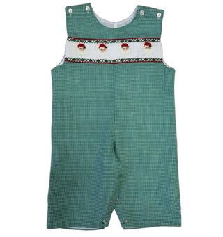 Boys Green Gingham Peter Santa Smocked Longall