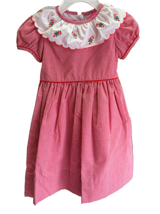Claire & Charlie Girls Red Gingham Candy Cane Dress