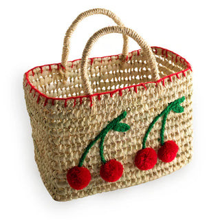 Straw Beach Bag - Cherry