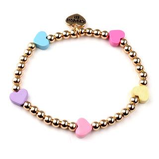 CHARM IT! Gold Pastel Multi Heart Stretch Bead Bracelet