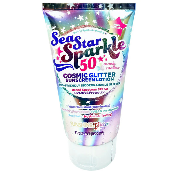 3.4oz Sea Star Sparkle: COSMIC Glitter SPF 50 Sunscreen Lotion