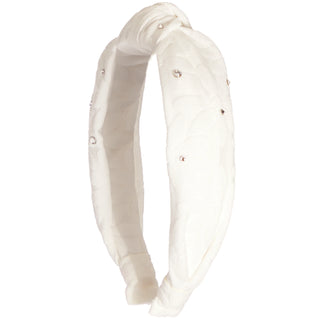 Bari Lynn Cotton Flower Headband with Stones