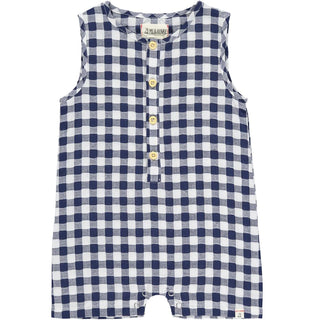 Me & Henry Cabin Woven Henley - Navy Plaid