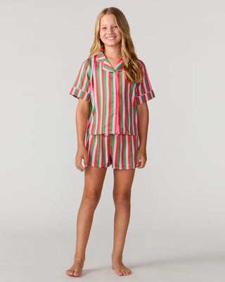 Sunshine Society Kids Christmas Candy Stripe Silky Set