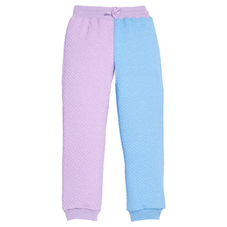 Bisby Color Block 2Pc Jogger Set - Lavender & Blue Quilted Trellis