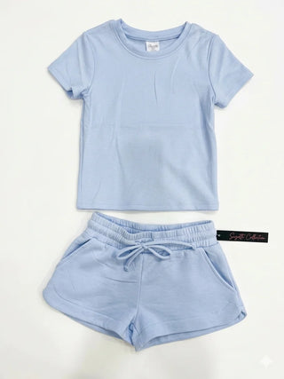 Suzette Flodal Short Sleeve Shorts Set - Art Blue