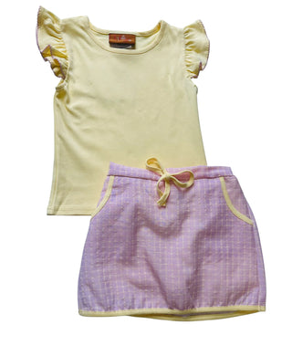 Remind Skort Set - Yellow and Pink
