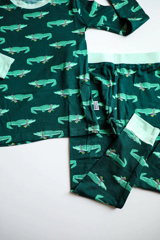 Southern Slumber Mardi Gras Gator 2Pc Bamboo Pajama Set