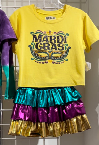 Erge Metallic Mardi Gras Tiered Ruffle Skort