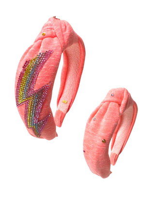 Neon Terrycloth Rhinestone Applique Headband - Lightning Bolt