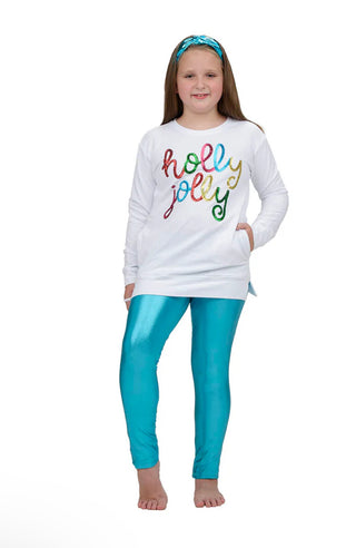 Azarhia Christmas Shimmer Leggings - Turquoise