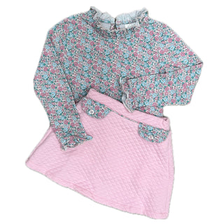 Knit Top & Quilted Skort 2Pc Set - Pink