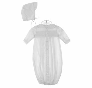 Petit Ami White NB Day Gown Set w/ Bonnet