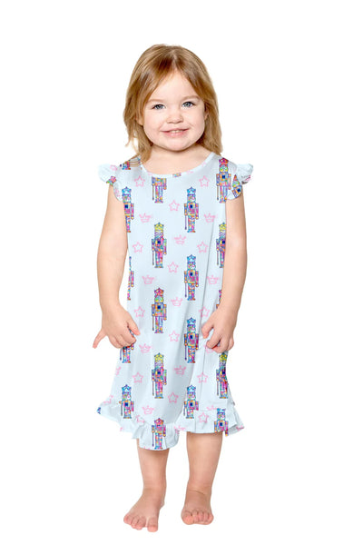 Kids Blue Graffiti Nutcracker Silky Gown