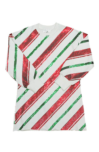 Belle Cher Candy Cane Sweatshirt Dress
