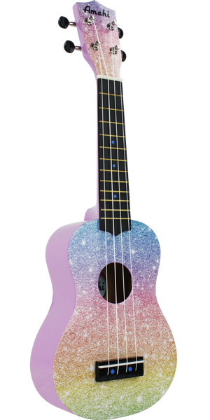 Amahi Soprano Ukulele - Rainbow Glitter Design