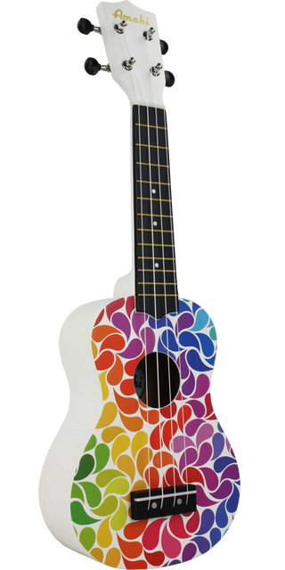Ukulele - Rainbow Flower Design