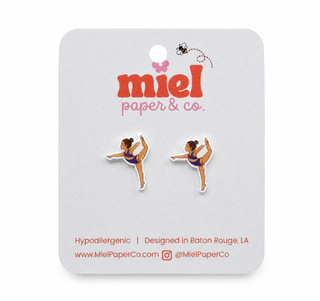 Purple and Gold Gymnastics Earrings