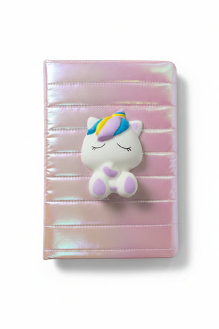Bari Lynn Quilted Squish Journal- Shiny Unicorn Full Body