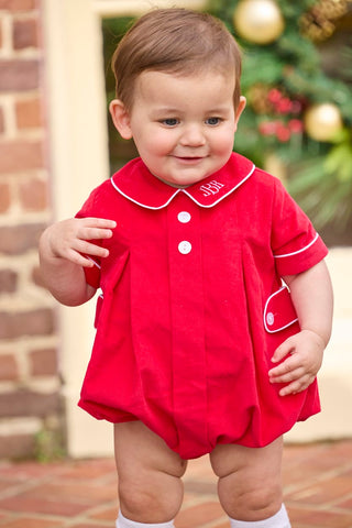Little English red corduroy Davant Bubble front view