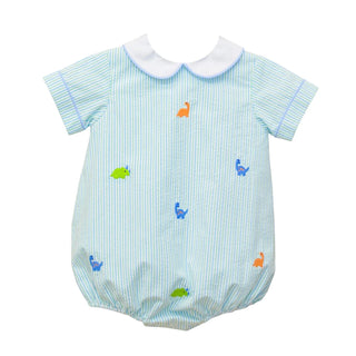 Zuccini Kids Mint Seersucker Peter Pan Dino Bubble