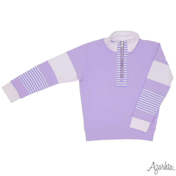 Azarhia Color Block Lavender Long Sleeve Zip Sweatshirt