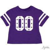Azarhia Glitter Double 00 Stars Boxy Purple Gameday Tee