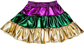 Belle Cher Metallic Mardi Gras Tiered Skort