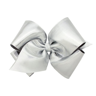 Wee Ones Metallic Silver Lame Overlay Hair Bow