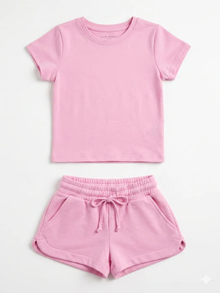 Suzette Flodal Short Sleeve Shorts Set - Chalk Pink