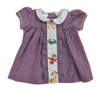 Lulu Bebe Mardi Gras Emb Animal Gingham Dress