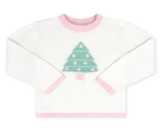 Cozy Up White Christmas Tree Sweater - Pink