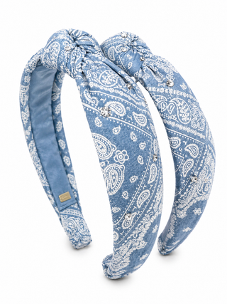BariLynn Crystallized Denim Bandanna Knot Headband
