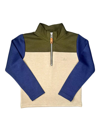 Southbound Color Block Pullover - Green/Khaki/Navy