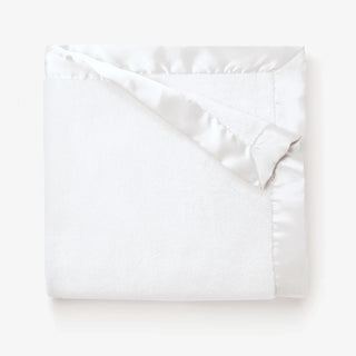 Satin Trim Flannel Fleece Blanket - White