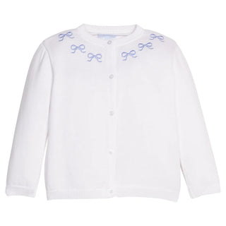 Little English Embroidered Essential Cardigan - Blue Bows