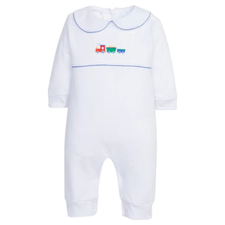 Little English Embroidered Playsuit - Train