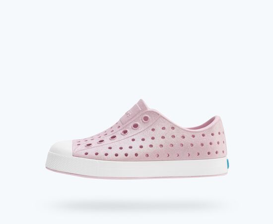 Native Jefferson Kids Slip on Shoes - Barely Pink Bling/ Shell White