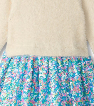 Cami Lace Fuzzy Mixed Sequin Skirt Dress