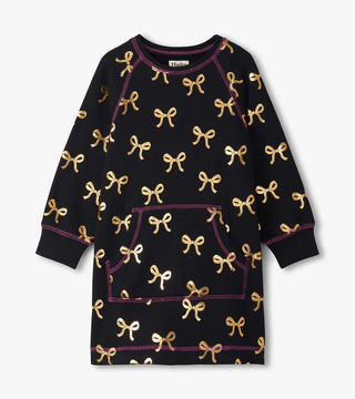Hatley Navy Gold Bows Sweatshirt Dress