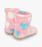 Hatley Big Hearts Pink Fuzzy Fleece Slippers